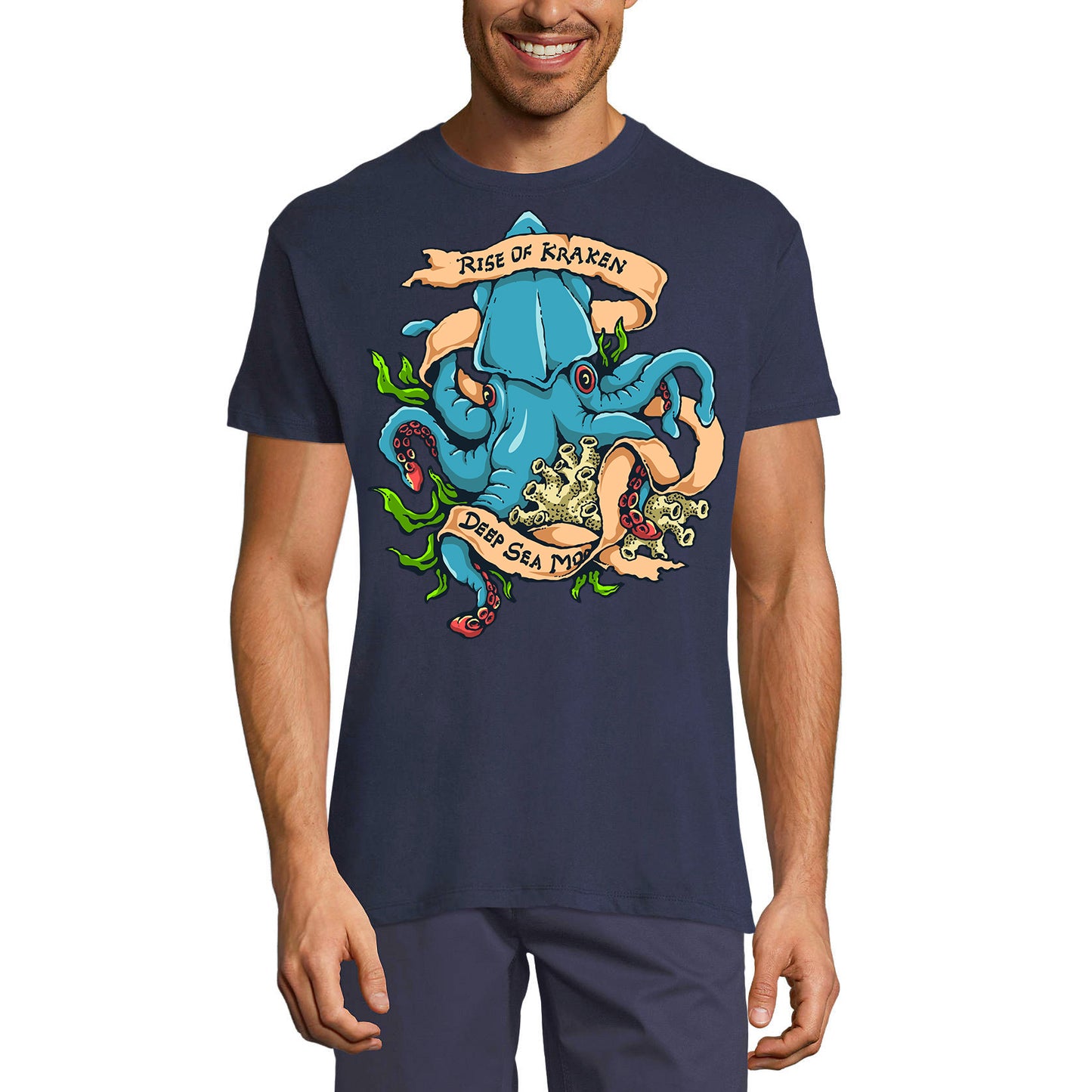 ULTRABASIC Herren Vintage T-Shirt Rise Of Kraken – Octopus Shirt – Grafikbekleidung
