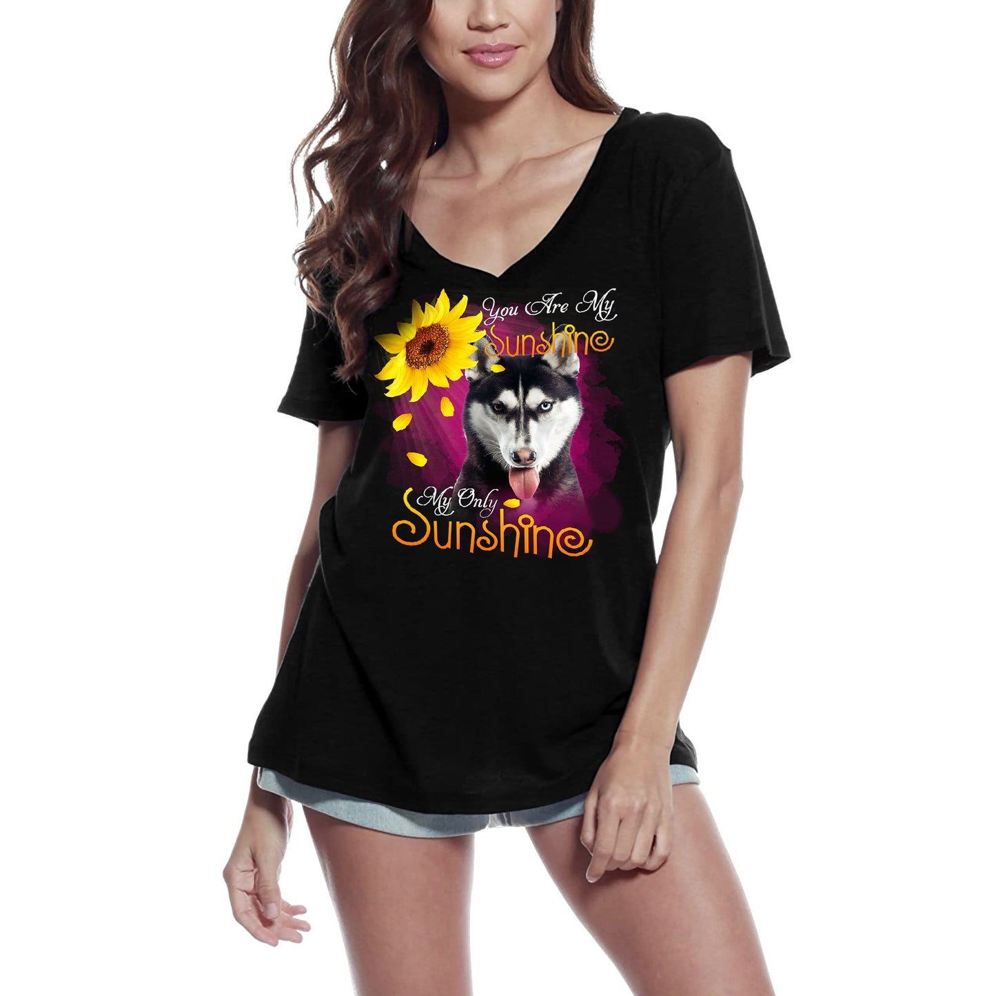 ULTRABASIC Damen-T-Shirt mit V-Ausschnitt My Only Sunshine – Staffordshire Bullterrier