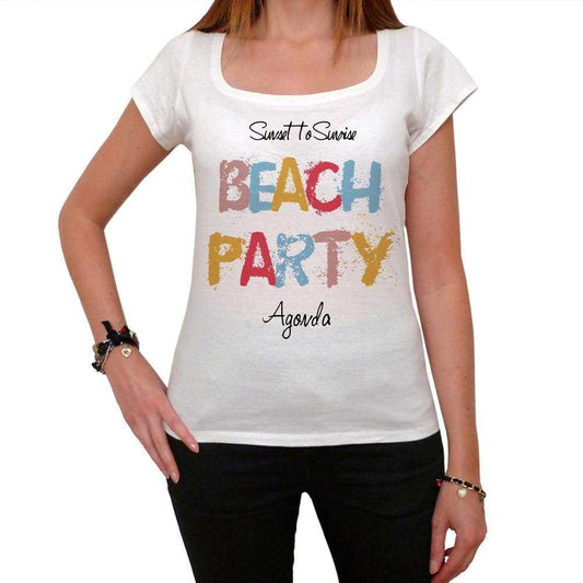 Agonda Beach Party White Womens Short Sleeve Round Neck T-Shirt 00276 - White / Xs - Casual