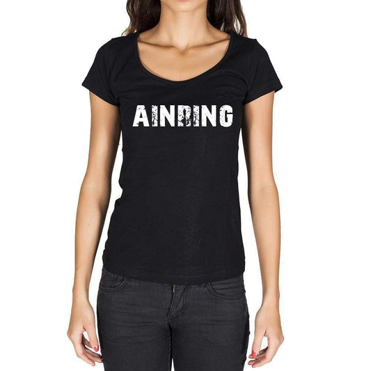 Ainring German Cities Black Womens Short Sleeve Round Neck T-Shirt 00002 - Casual