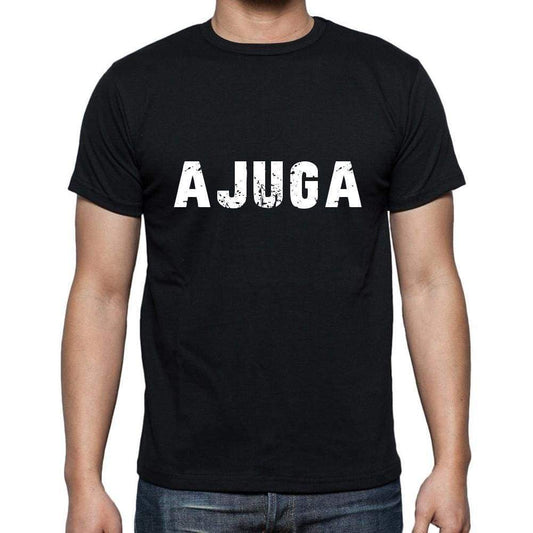 Ajuga Mens Short Sleeve Round Neck T-Shirt 5 Letters Black Word 00006 - Casual