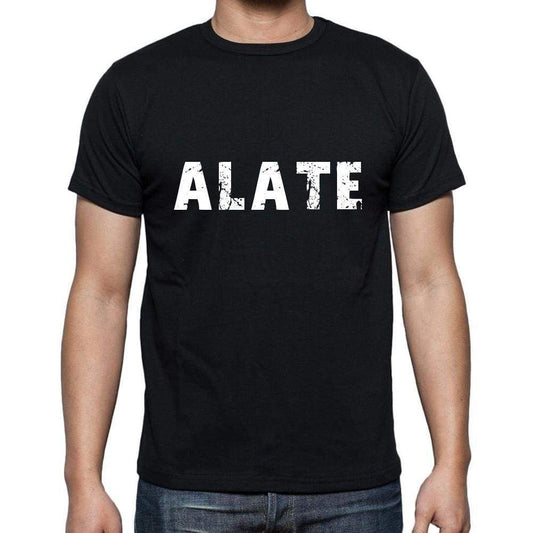 Alate Mens Short Sleeve Round Neck T-Shirt 5 Letters Black Word 00006 - Casual