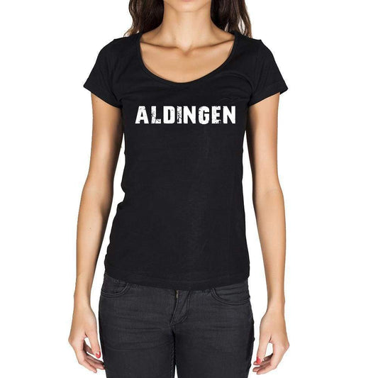 Aldingen German Cities Black Womens Short Sleeve Round Neck T-Shirt 00002 - Casual