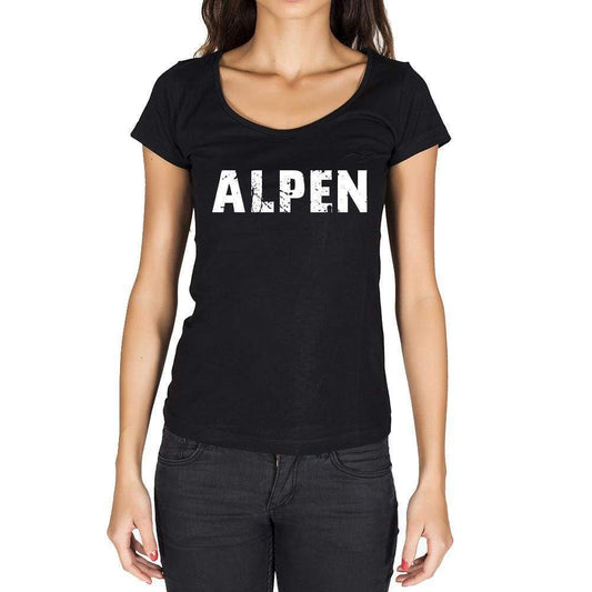 Alpen German Cities Black Womens Short Sleeve Round Neck T-Shirt 00002 - Casual