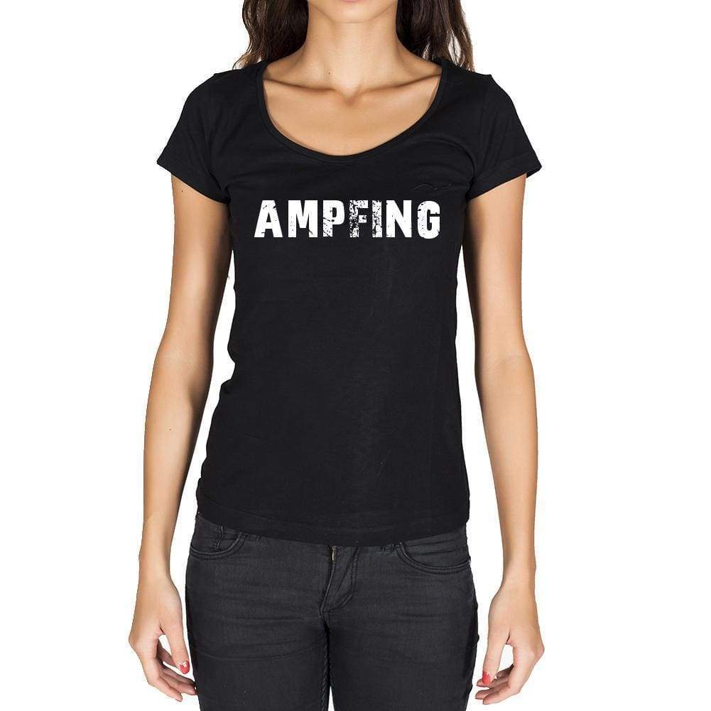 Ampfing German Cities Black Womens Short Sleeve Round Neck T-Shirt 00002 - Casual