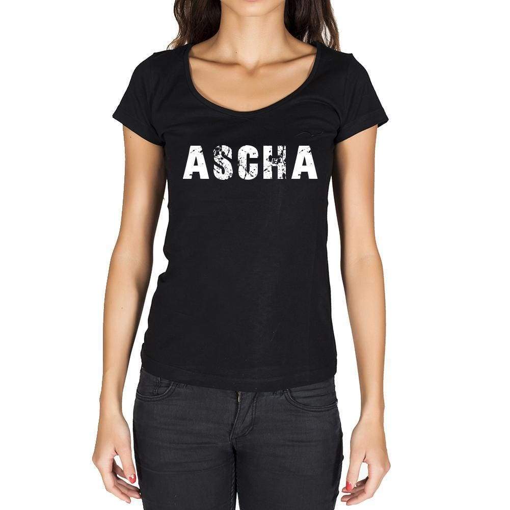 Ascha German Cities Black Womens Short Sleeve Round Neck T-Shirt 00002 - Casual