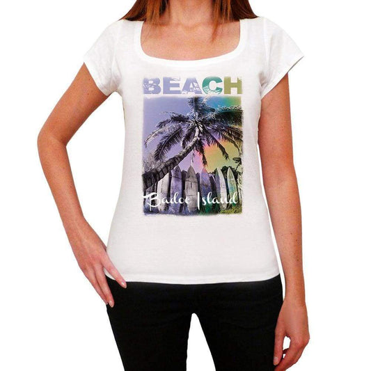 Badoc Island, Beach Name Palm, white, <span>Women's</span> <span><span>Short Sleeve</span></span> <span>Round Neck</span> T-shirt 00287 - ULTRABASIC