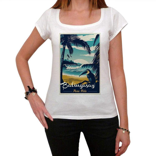 Balingasay Pura Vida Beach Name White Womens Short Sleeve Round Neck T-Shirt 00297 - White / Xs - Casual