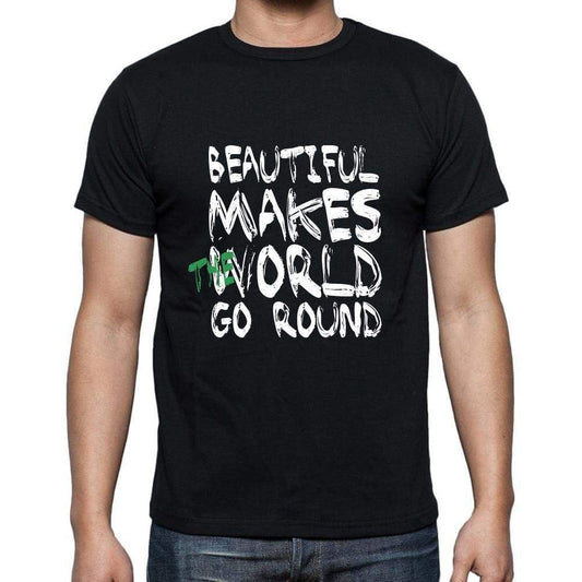 Beautiful World Goes Round Mens Short Sleeve Round Neck T-Shirt 00082 - Black / S - Casual