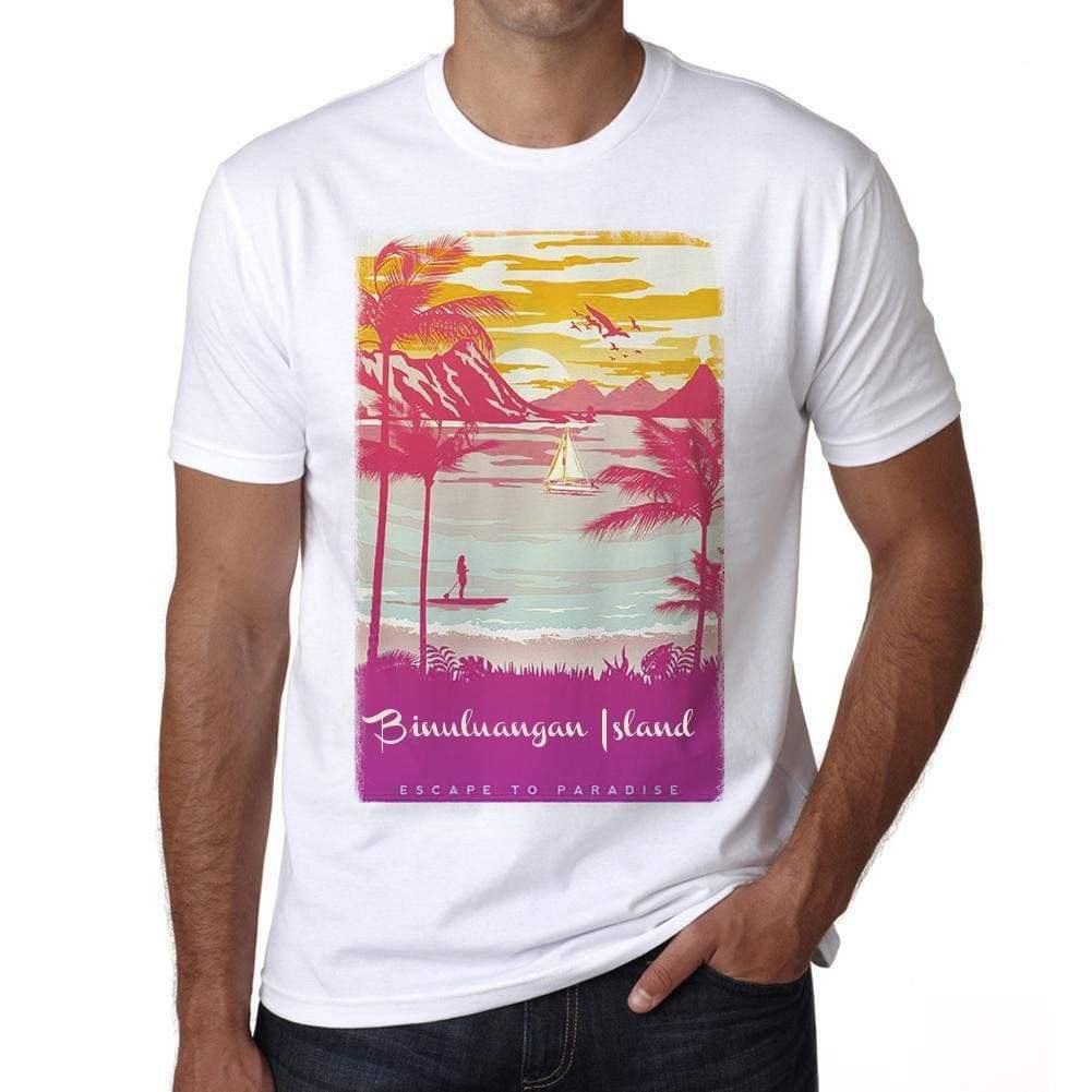 Binuluangan Island Escape To Paradise White Mens Short Sleeve Round Neck T-Shirt 00281 - White / S - Casual