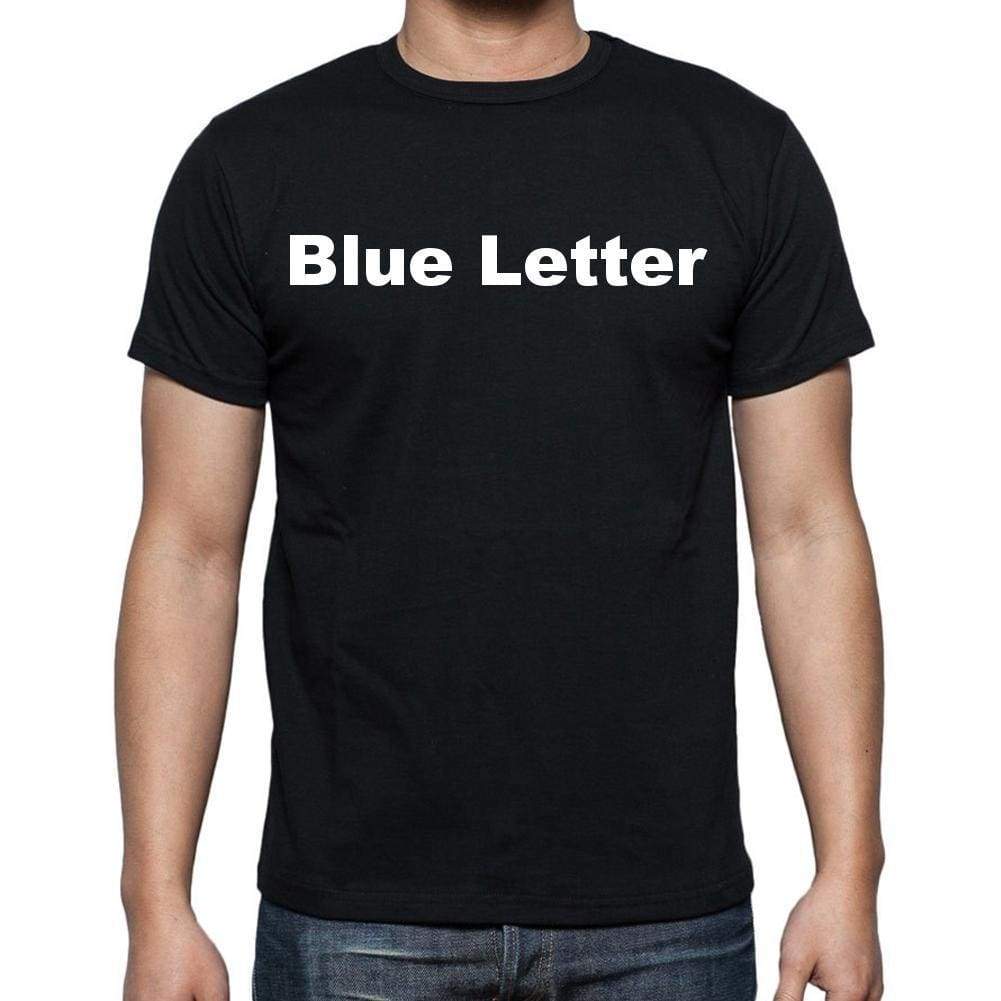 Blue Letter Mens Short Sleeve Round Neck T-Shirt - Casual