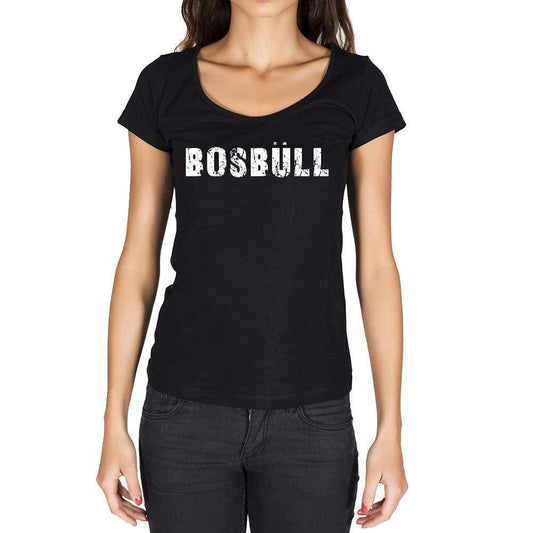 Bosbüll German Cities Black Womens Short Sleeve Round Neck T-Shirt 00002 - Casual