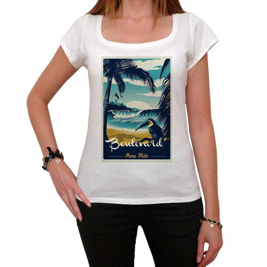 Boulevard Pura Vida Beach Name White Womens Short Sleeve Round Neck T-Shirt 00297 - White / Xs - Casual