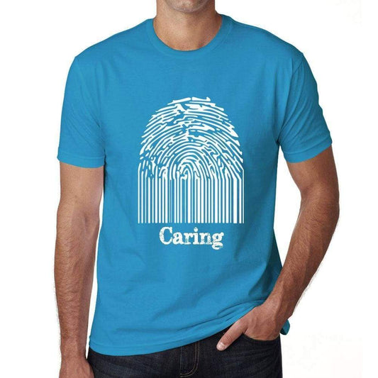 Caring Fingerprint Blue Mens Short Sleeve Round Neck T-Shirt Gift T-Shirt 00311 - Blue / S - Casual