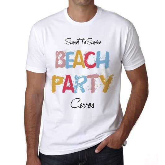 Cerros Beach Party White Mens Short Sleeve Round Neck T-Shirt 00279 - White / S - Casual