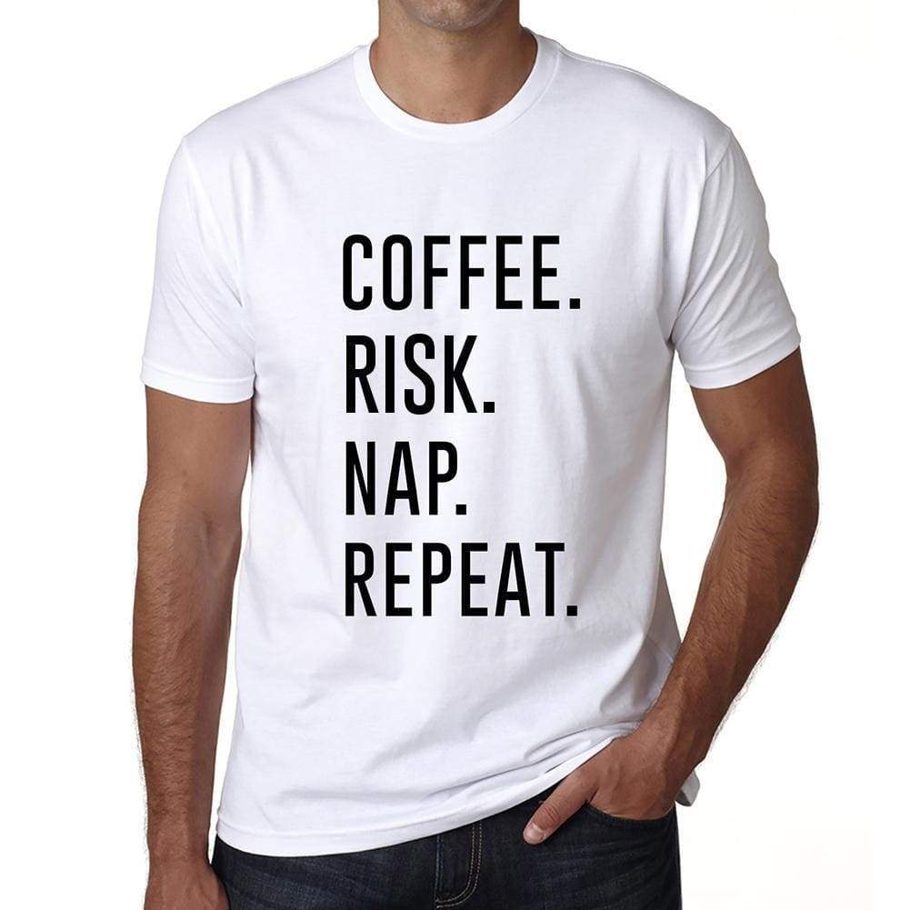 Coffee Risk Nap Repeat Mens Short Sleeve Round Neck T-Shirt 00058 - White / S - Casual