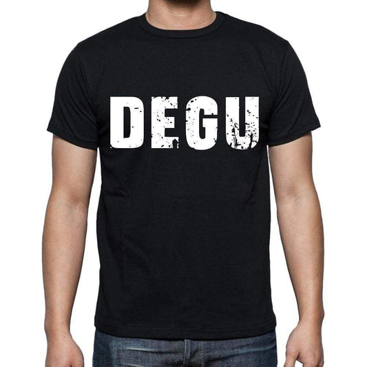 Degu Mens Short Sleeve Round Neck T-Shirt 4 Letters Black - Casual