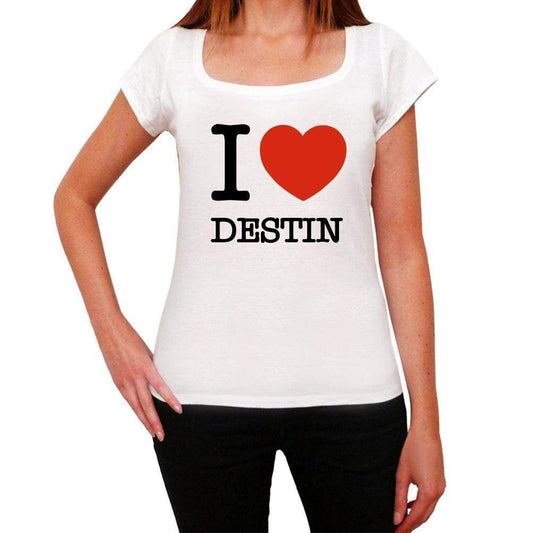 Destin I Love Citys White Womens Short Sleeve Round Neck T-Shirt 00012 - White / Xs - Casual