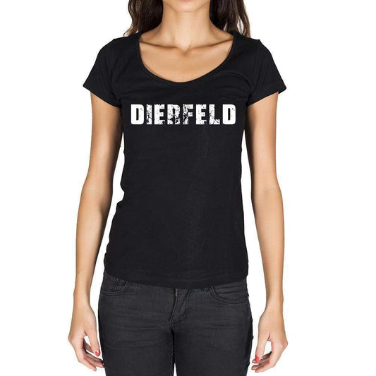 Dierfeld German Cities Black Womens Short Sleeve Round Neck T-Shirt 00002 - Casual