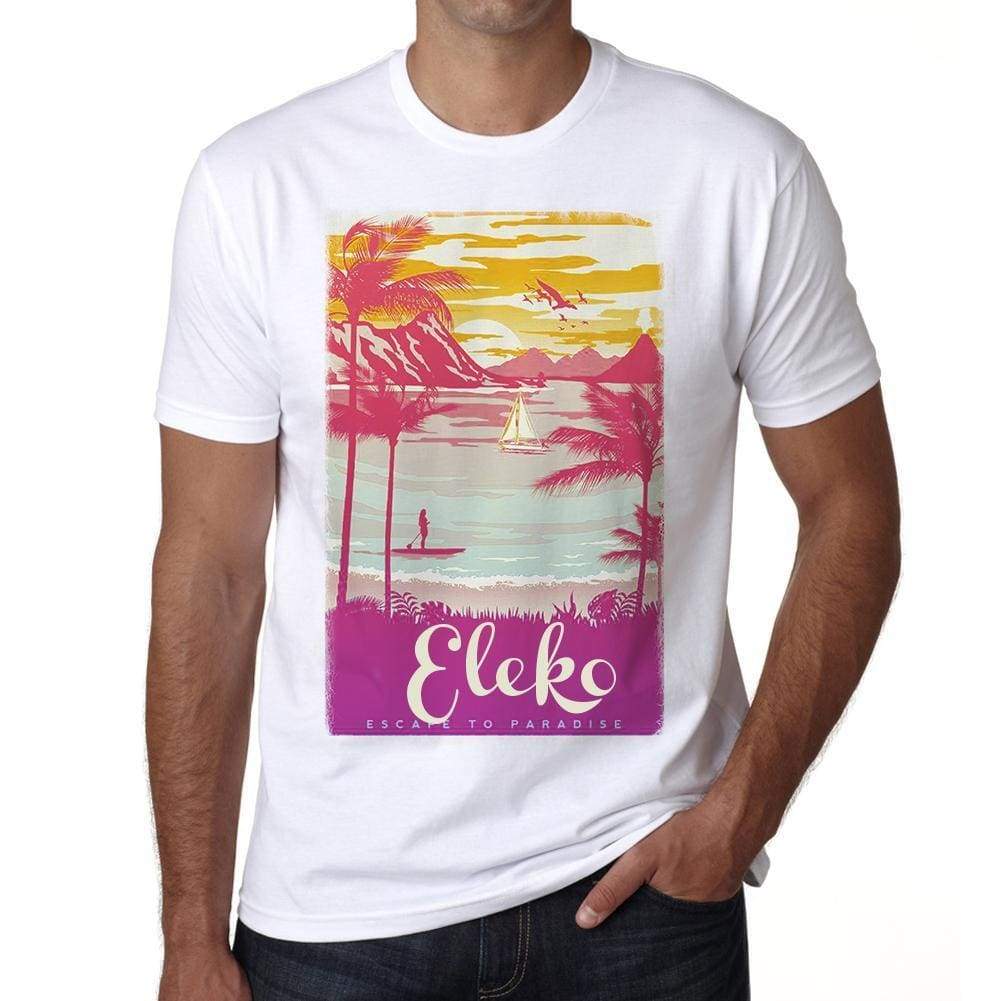 Eleko Escape To Paradise White Mens Short Sleeve Round Neck T-Shirt 00281 - White / S - Casual