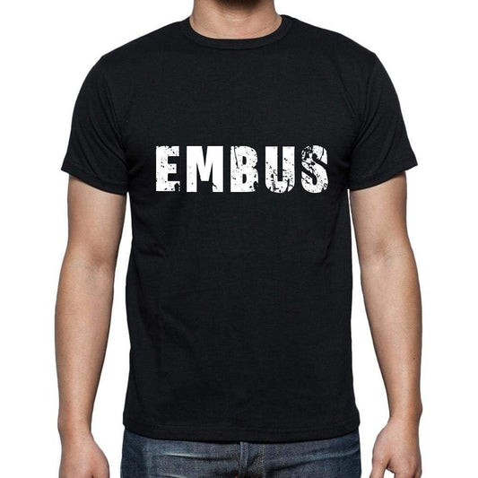 Embus Mens Short Sleeve Round Neck T-Shirt 5 Letters Black Word 00006 - Casual