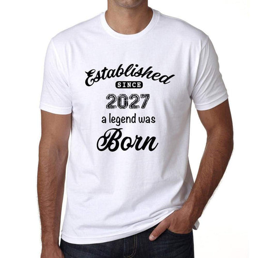Established Since 2027 Mens Short Sleeve Round Neck T-Shirt 00095 - White / S - Casual