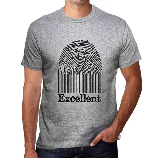 Excellent Fingerprint Grey Mens Short Sleeve Round Neck T-Shirt Gift T-Shirt 00309 - Grey / S - Casual