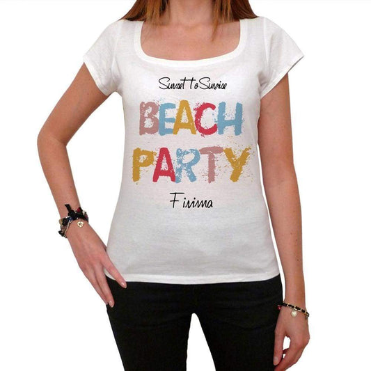 Finima Beach Party White Womens Short Sleeve Round Neck T-Shirt 00276 - White / Xs - Casual