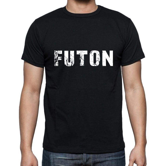 Futon Mens Short Sleeve Round Neck T-Shirt 5 Letters Black Word 00006 - Casual