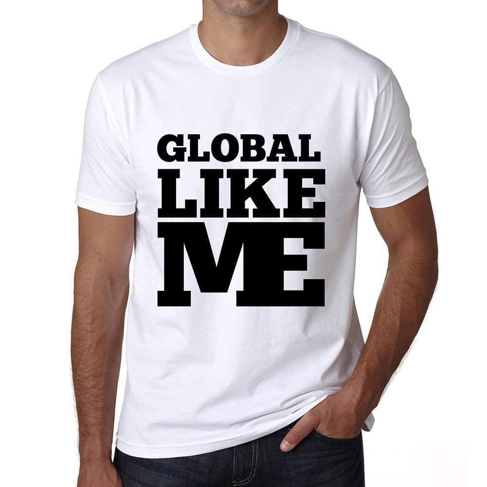 Global Like Me White Mens Short Sleeve Round Neck T-Shirt 00051 - White / S - Casual
