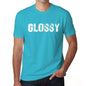 Glossy Mens Short Sleeve Round Neck T-Shirt - Blue / S - Casual