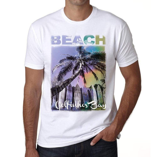 Golfinhos Bay Beach Palm White Mens Short Sleeve Round Neck T-Shirt - White / S - Casual
