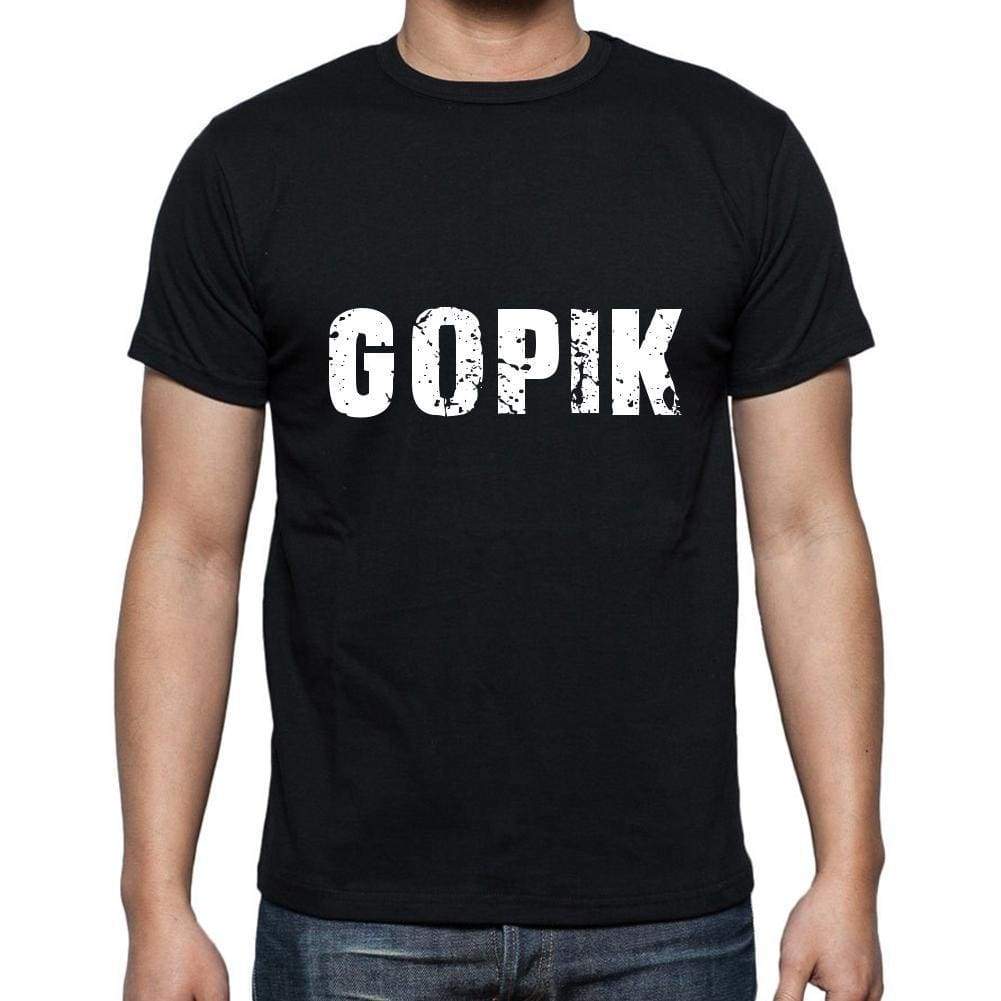 Gopik Mens Short Sleeve Round Neck T-Shirt 5 Letters Black Word 00006 - Casual