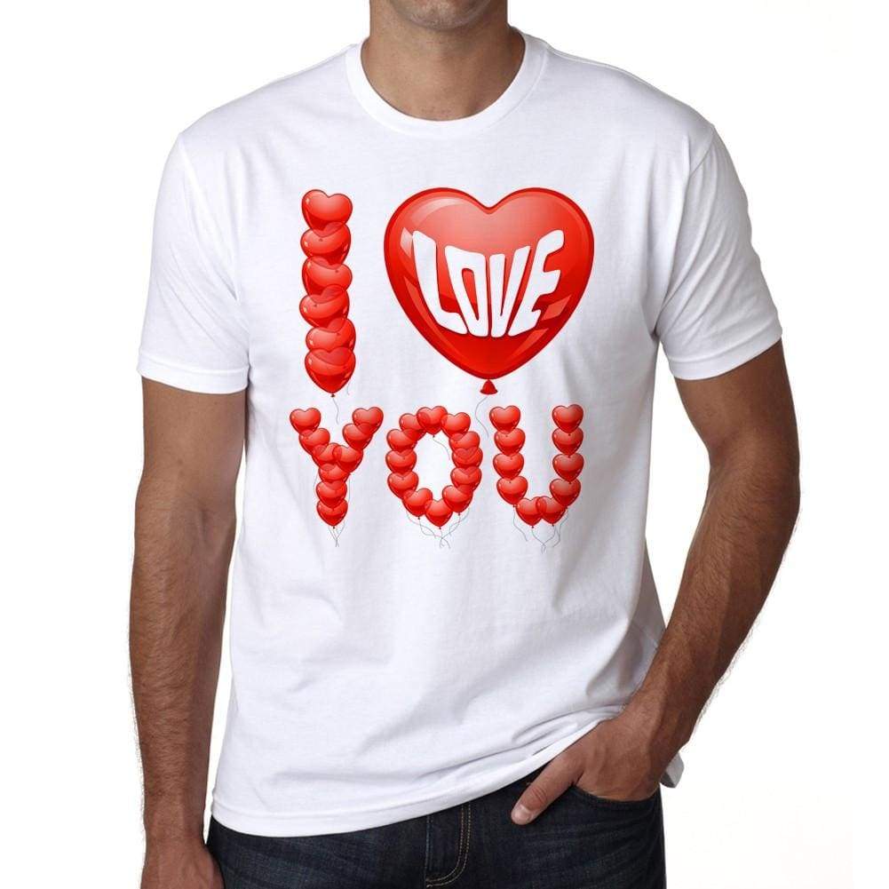 I Love You Balloons Mens Tee White 100% Cotton 00156