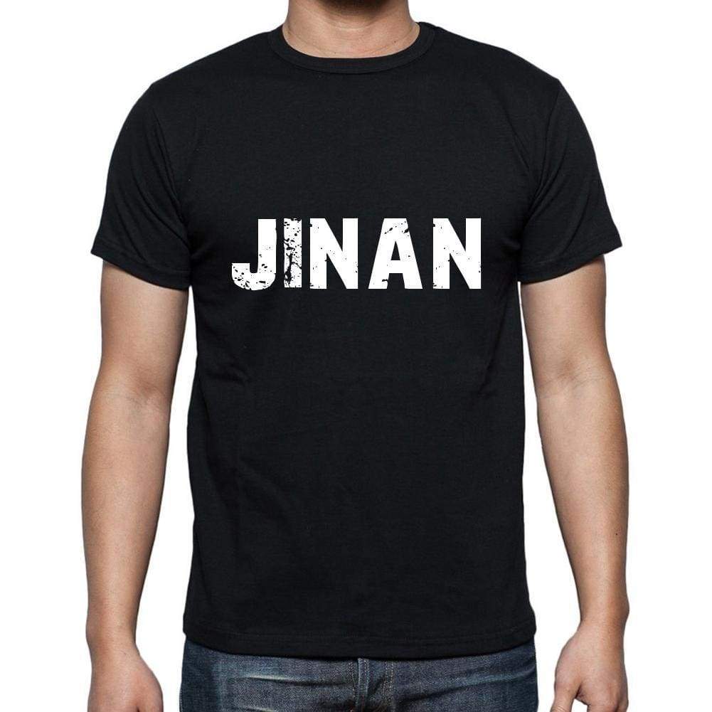 Jinan Mens Short Sleeve Round Neck T-Shirt 5 Letters Black Word 00006 - Casual