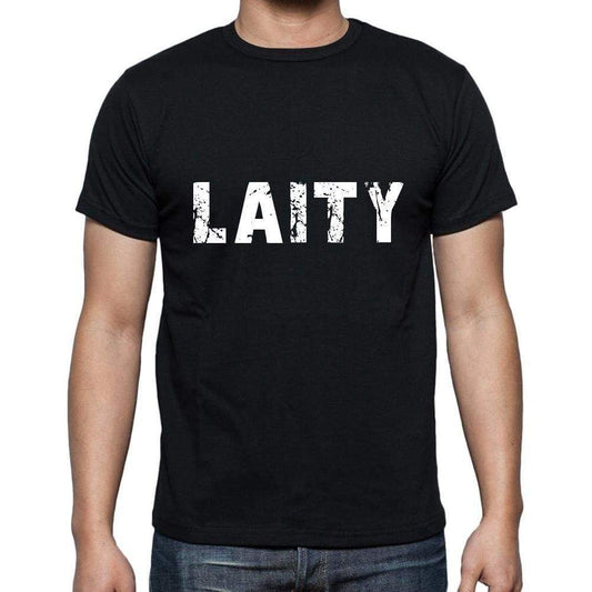 Laity Mens Short Sleeve Round Neck T-Shirt 5 Letters Black Word 00006 - Casual