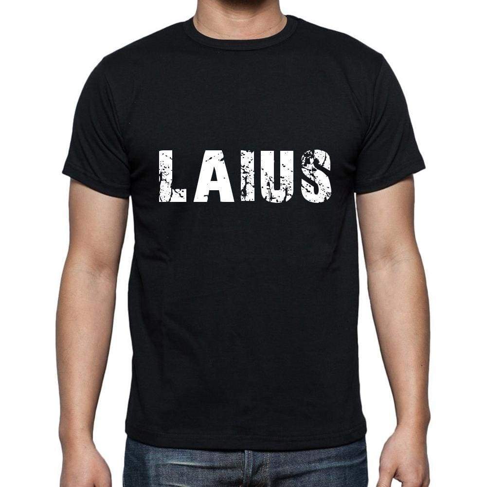 Laius Mens Short Sleeve Round Neck T-Shirt 5 Letters Black Word 00006 - Casual