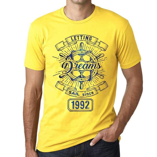 Letting Dreams Sail Since 1992 Mens T-Shirt Yellow Birthday Gift 00405 - Yellow / Xs - Casual