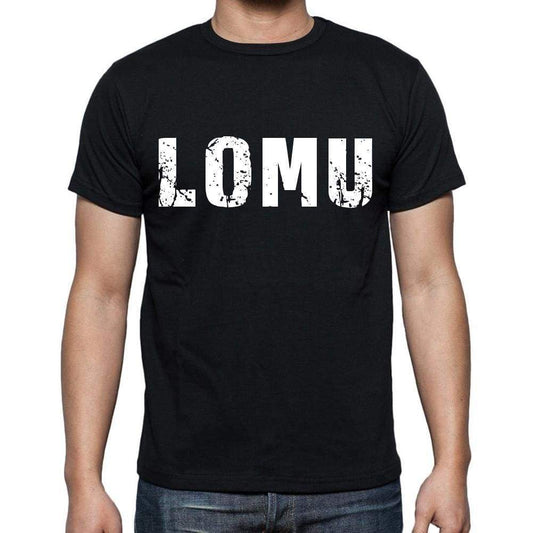 Lomu Mens Short Sleeve Round Neck T-Shirt 4 Letters Black - Casual