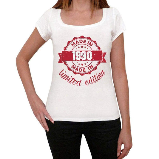 Made In 1990 Limited Edition Womens T-Shirt White Birthday Gift 00425 - White / Xs - Casual