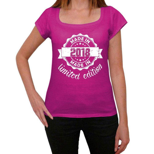Made In 2018 Limited Edition Womens T-Shirt Pink Birthday Gift 00427 - Pink / Xs - Casual