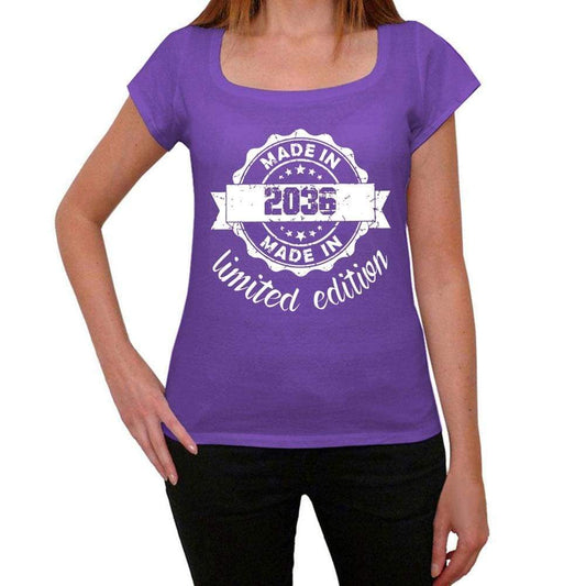 Made In 2036 Limited Edition Womens T-Shirt Purple Birthday Gift 00428 - Purple / Xs - Casual