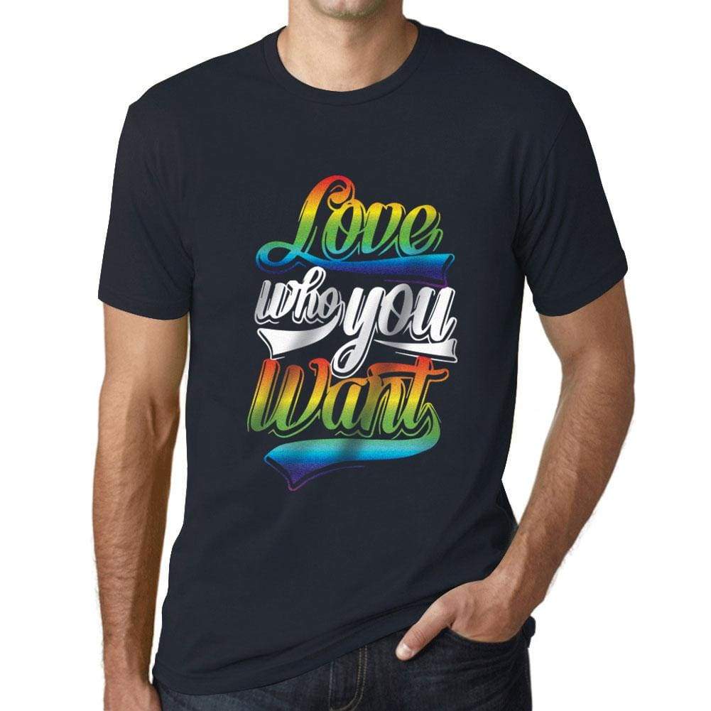 Mens Graphic T-Shirt LGBT Love Who You Want Navy - Navy / XS / Cotton - T-Shirt