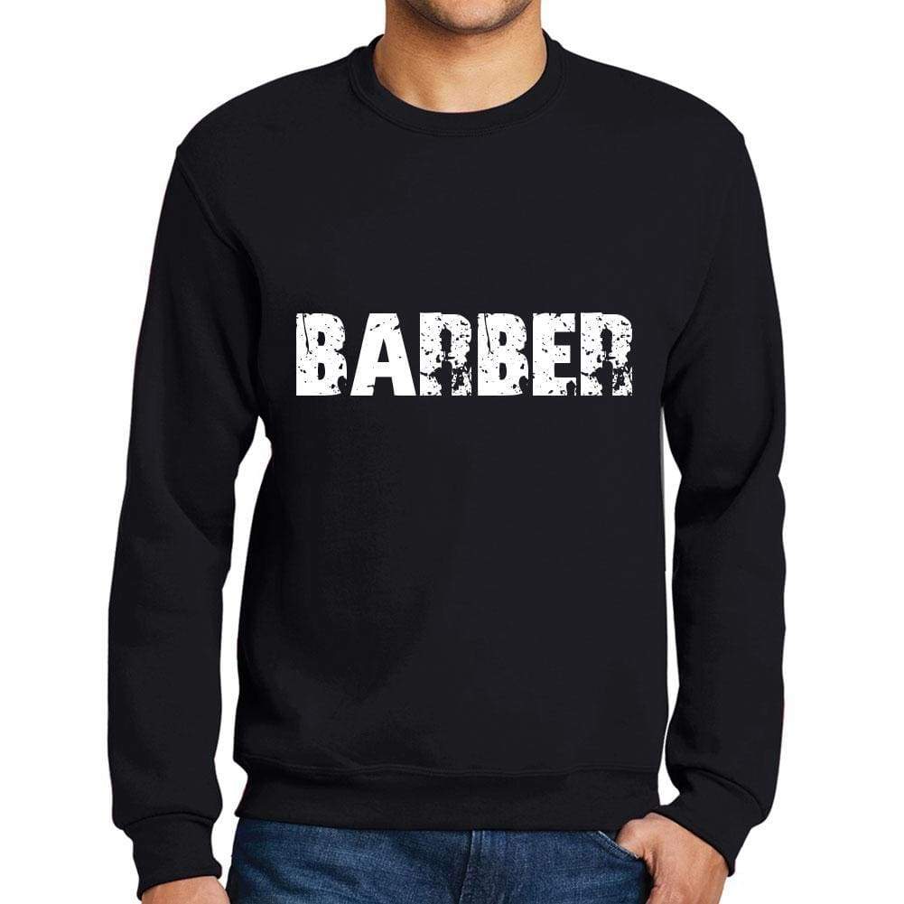 Mens Printed Graphic Sweatshirt Popular Words Barber Deep Black - Deep Black / Small / Cotton - Sweatshirts