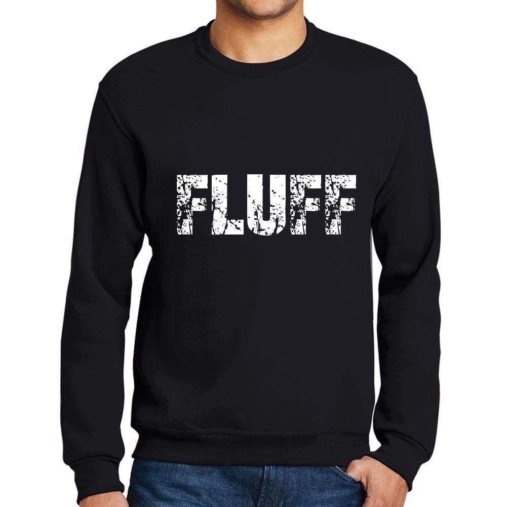 Mens Printed Graphic Sweatshirt Popular Words Fluff Deep Black - Deep Black / Small / Cotton - Sweatshirts