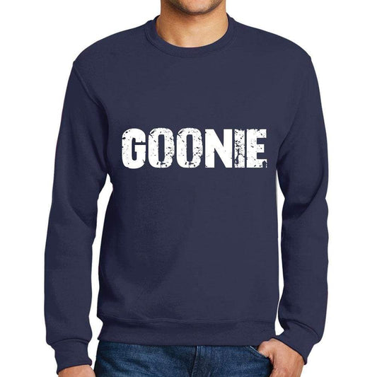 Mens Printed Graphic Sweatshirt Popular Words Goonie French Navy - French Navy / Small / Cotton - Sweatshirts
