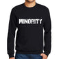 Mens Printed Graphic Sweatshirt Popular Words Minority Deep Black - Deep Black / Small / Cotton - Sweatshirts