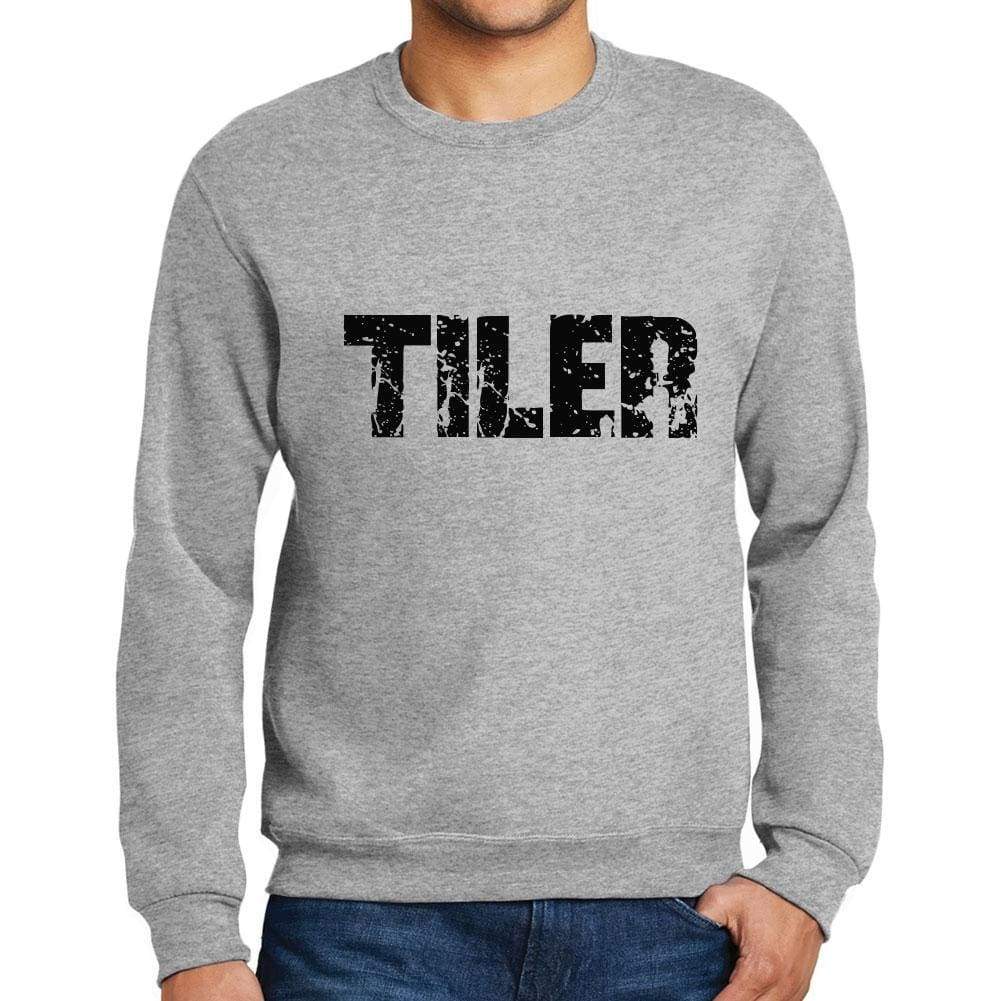 Mens Printed Graphic Sweatshirt Popular Words Tiler Grey Marl - Grey Marl / Small / Cotton - Sweatshirts