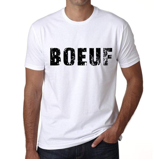 Mens Tee Shirt Vintage T Shirt Boeuf X-Small White 00561 - White / Xs - Casual