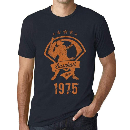 Mens Vintage Tee Shirt Graphic T Shirt Baseball Since 1975 Navy - Navy / Xs / Cotton - T-Shirt